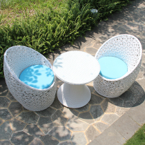 Outdoor furniture balcony terrace rattan chair coffee table basket chair egg-shaped chair Rattan woven chair small round a few three-piece set