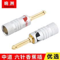 Midway Pure Copper Gold Plated 4MM Banana Plug Horn Wire Sound Box Wire Joint Acoustics Six-Core Solder-Free Plug