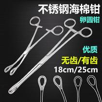 Toothless 25cm laboratory multi-purpose cotton ball clamp elbow holding forceps gynecological ovale instrument anti-rust tooth