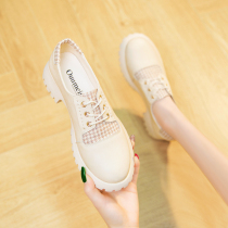Proud coarse heels with single shoes women 2022 new exploits small Aroma Fairy Shoes Spring Small Leather Shoes Design Sensation Female