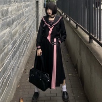 (Star machine rabbit little evil bear)Muzi sauce original JK uniform long sleeve bad dress spring and summer new big embroidery