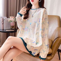 Hong Kong style stitching fake two fat mm colorful long sleeve vests women's loose belly jacket plus size women's lazy wind