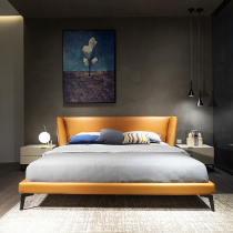 Ruijia Ruichi leather bed 1 8 meters modern simple wedding bed Light luxury master bedroom soft bed Italian minimalist Hong Kong style leather bed