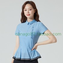 2021 Summer Dollar Korea LECO * Golf Clothes Womens Short Sleeve T-shirt Small Lapel Ruffles