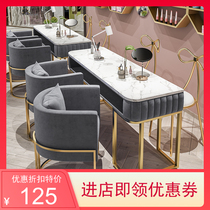Nordic light luxury double ins net red marble nail table and chair set combination manicure table Single double nail table