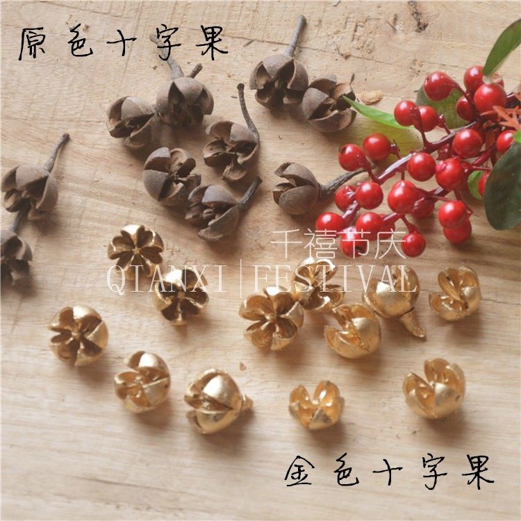 Golden Cross Fruit Japan imports dried flowers immoral flowers Christmas car hanging vine ring with flower land farm