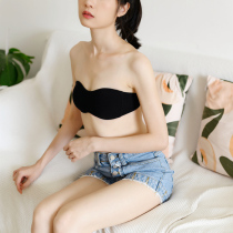 Jump with your heart 丨 House small confusion strapless underwear non-slip gathered bra thin summer big chest show small bandeau without trace