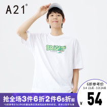 A21 mens clothing loose round collar fall shoulder short sleeve T-shirt 2022 spring new bump color printed tide mens blouses