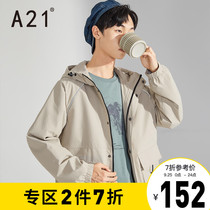 A21 Autumn New 2020 mens trench coat loose hooded color 3M reflective Tide brand long sleeve coat mens top