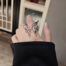 Ins cold wind liquid metal butterfly ring personality niche design advanced sense opening adjustable diet ring