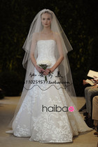 New European wedding bride super long 3 meters cover double hair comb shape catwalk tail yarn
