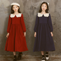 Girls dress autumn dress 2022 kids internet celebrity foreign style long sleeve dress skirt big boy girl fashionable princess skirt