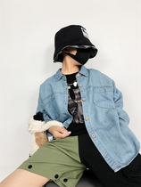 2022 new spring models for male and female Han Chinese versions Japanese childrens soft denim long sleeve shirt shirt jacket jacket jacket