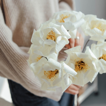 White dried flower handmade Magnolia Nordic model room decoration living room decoration photo props dry flower decoration