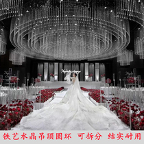 New wedding props iron ceiling ring positioning beads shelf wedding stage decoration crystal bead curtain pineapple beads