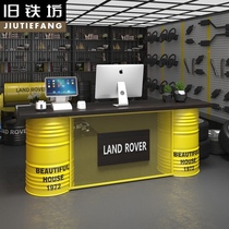 Front Desk Training Institution Office Front Desk Retro Industrial Style Milk Tea Shop Bar Counter Cashier Counter