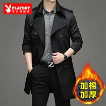 Playboy long windbreaker mens autumn and winter new mens padded casual business jacket winter jacket men