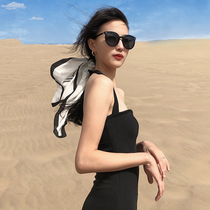 Hairband scarf small square scarf womens summer thin hair tie bag tie bag tie hair headscarf bag head Desert photo sunscreen