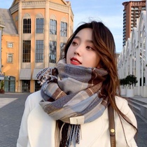 (Winter thickening)Shake sound net red scarf womens winter fashion wild female student Korean version of the high-end shawl warm