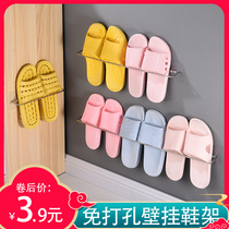 Stainless Steel Free Stiletto Bathroom Slippers Rack Toilet Shelve Racks Drain Shelf Wall Door Wall-mounted Shoes containing devinators