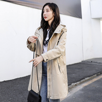 2021 new early spring and autumn season Europe station This years popular foreign style age-reducing tooling windbreaker womens long coat