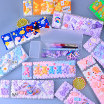Cream glue pencil case material bag homemade handmade diy plastic frosted pencil case set KITTY star Dai Lu