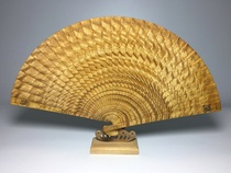 Golden wire Nanzu fan small leaf ripple fan dead wood old wood solid wood gall wave process
