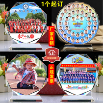 Kindergarten Elementary School Graduation Memorabilia Company Trophy Classmates Party Group Photo crystal photo photo frame Pendulum Table Customize
