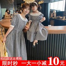 High-end pro-sub-dress 2022 Summer new foreign air fashion collection waist and female dress with summer dress checkered dress cotton fabric dress