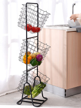 Kitchen dish rack household storage floor multi-layer storage rack storage basket vegetable and fruit basket shelf