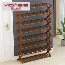 Folding shoe rack bamboo shelf landing ins Wind solid wood special home shoe cabinet home door outside aisle