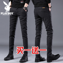 Playboy casual pants men autumn elastic slim straight leg pants men Korean trend casual long pants