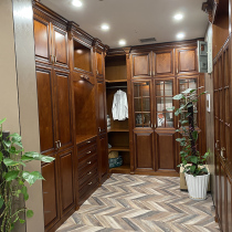 Orange home wardrobe with pure log material can be customized according to the type you like