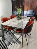 C175 dining table (1400 * 800 * 750mm) artificial marble F600 emulated leather dining chair (1 4)