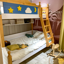  Lins wood household bedroom is simple and space-saving multi-function solid wood childrens bed up and down bed mother bed