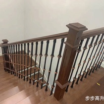 Ruiwang Stairway steps up T009 wrought iron (black copper edge) ladder beech wood handrail