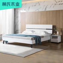 Lins wood board bed small apartment type 1 5 meters Master bedroom room high box storage large box double bed BI2A