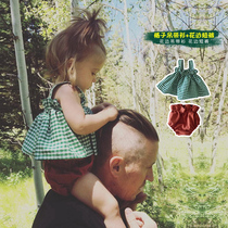 Baby suit cotton female baby sling plaid skirt Childrens clothes Girls vest summer thin top 1 year old