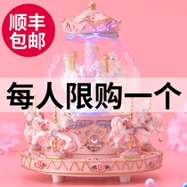Merry-go-round Music Box Crystal Ball Music Box Girl Birthday Gift Girl Child Princess girl Cross New Year