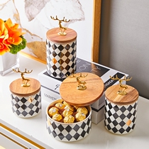 European-style sugar cans Creative storage light luxury household coffee table Dining table Simple retro glass cans large-capacity ornaments