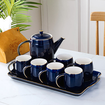 Ceramic luxury drinking cup household suit European-style living room teapot cup cup cup with tray