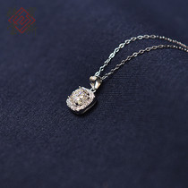  Live special shot6 5 8mm round Moissanite ultra-white flawless zircon square silver encrusted pendant