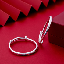 Live Special Shoot Foot Silver 9999 Baby Children Bracelet Little Tiger Head Push Bracelet A Pair About 24g