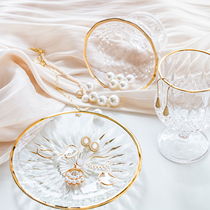 ins gold rim goblet diamond plate light luxury drawing Gold Cup plate photo props jewelry photography background decoration