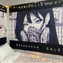 Japanese anime girl armored warrior background cloth room layout bedside bedroom dormitory tapestry Super Cool Wall Curtain