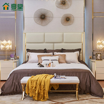 Master bedroom complete set of furniture set combination Wedding bed Hong Kong-style light luxury bed Girls small bedside table Post-modern simplicity