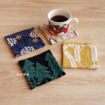 3 ins Minagawa Mingfeng embroidery Japanese-style zakka imported cotton 10cm double-layer cotton coaster tea pad