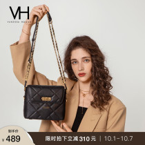 VH womens bag 2021 new personalized design chain cowhide shoulder bag small square bag trend foreign style crossbody stray bag
