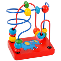 Cartoon Small Elephant Orbiting Pearl Rack Children Wooden Puzzle Toy Toddler Young Baby Woody String Beads 0-1-2-3 years old
