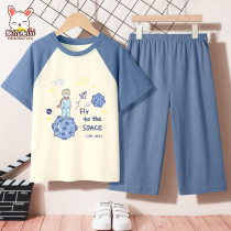 Boys pajamas Boys home air conditioning clothes Summer thin childrens childrens summer pure cotton short-sleeved mens big childrens summer clothes